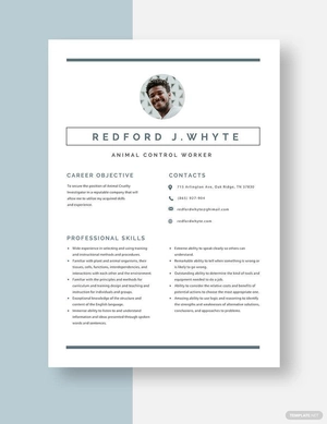 Animal Control Worker Resume
