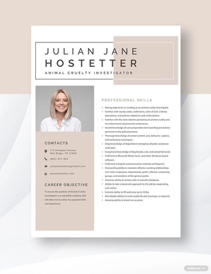Animal Cruelty Investigator Resume