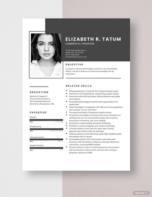 Commercial Producer Resume