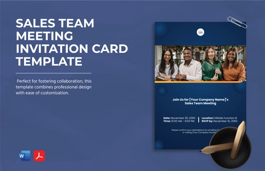 Sales Team Meeting Invitation Card Template