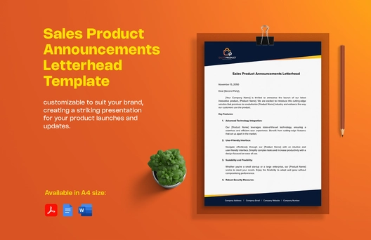Sales Product Announcements Letterhead Template
