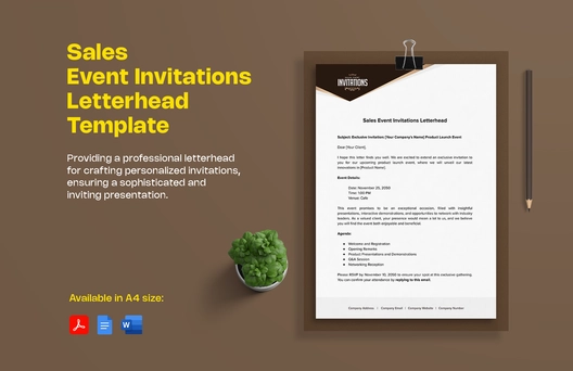 Sales Event Invitations Letterhead Template
