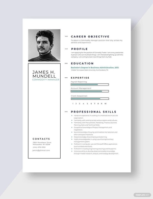 Commodity Manager Resume