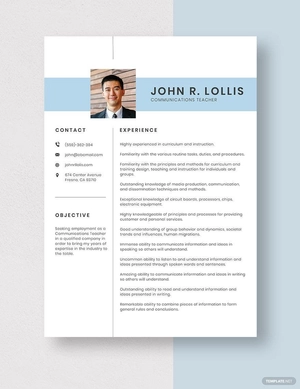 Communications Teacher Resume