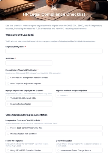 Free HR Legal Compliance Checklist Template & AI Maker