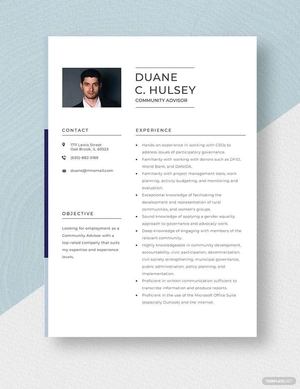 Community Advisor Resume