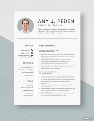Computer Teacher Resume