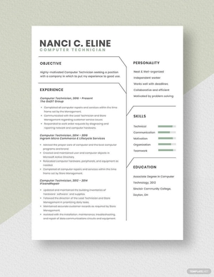 Computer Technician Resume
