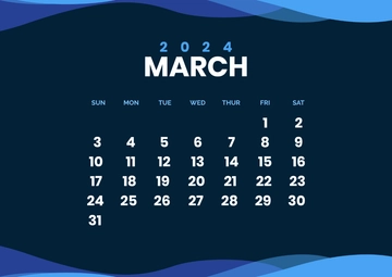 Free Horizontal March 2024 Calendar Template to Edit Online