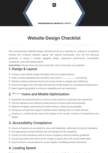 Free Website Design Checklist Template to Edit Online