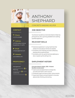 Concrete Masons Helper Resume
