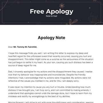 Free Apology Note to Dad Template to Edit Online