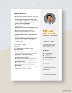 Conservation Science Teacher Resume