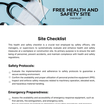 Free Health and Safety Site Checklist Template to Edit Online