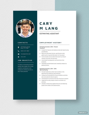 Estimating Assistant Resume