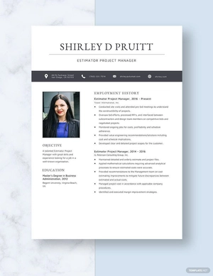 Estimator Project Manager Resume