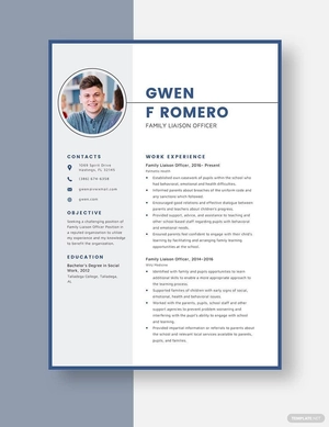 Family Liaison Officer Resume