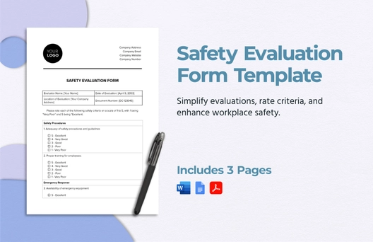 Safety Evaluation Form Template