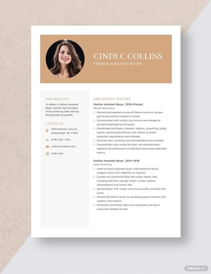 Fashion Assistant Buyer Resume