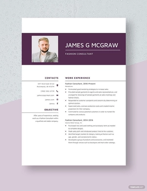 Fashion Consultant Resume