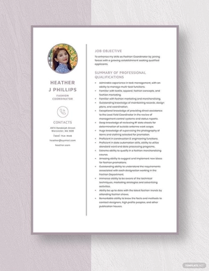 Fashion Coordinator Resume