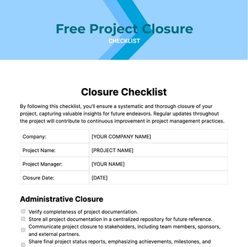 Free Project Closure Checklist Template to Edit Online