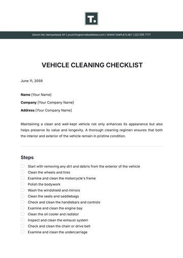 Free Vehicle Cleaning Checklist Template to Edit Online