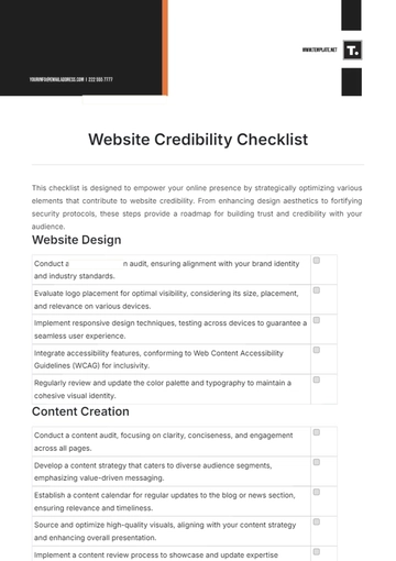 Free Website Credibility Checklist Template to Edit Online