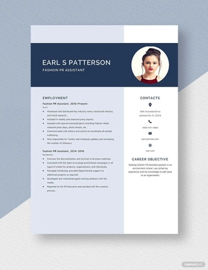 Fashion PR Assistant Resume