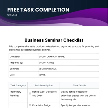 Free Task Completion Checklist Template to Edit Online