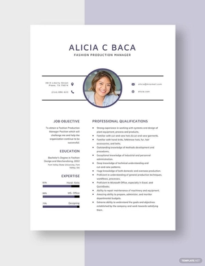 Fashion Production Manager Resume