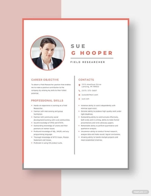Field Researcher Resume