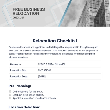 Free Business Relocation Checklist Template to Edit Online