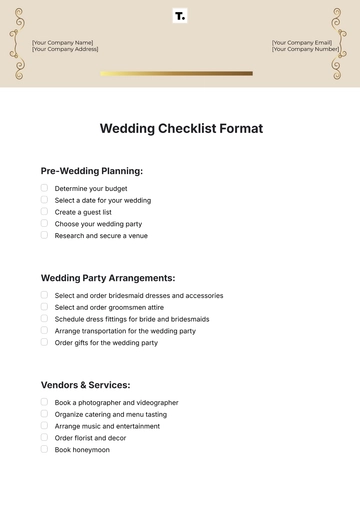 Free Wedding Checklist Format Template to Edit Online | Template.net
