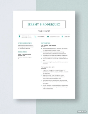 Field Scientist Resume