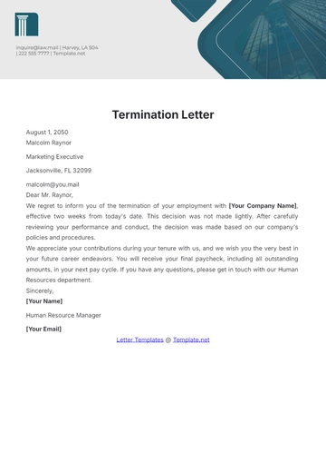 Free Termination Letter Template to Edit Online