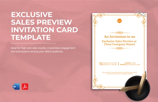 Exclusive Sales Preview Invitation Card Template