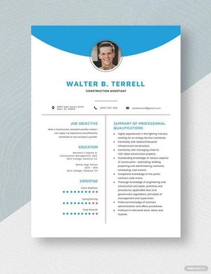 Construction Assistant Resume
