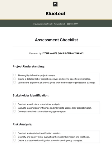 Free Assessment Checklist Template to Edit Online
