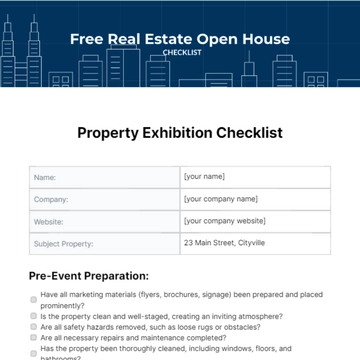 Free Real Estate Open House Checklist Template to Edit Online