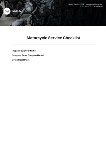 Free Motorcycle Service Checklist Template to Edit Online