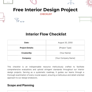 Free Interior Design Project Checklist Template to Edit Online