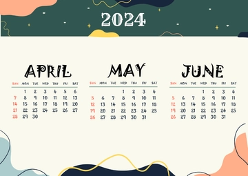Free Printable April May June 2024 Calendar Template to Edit Online