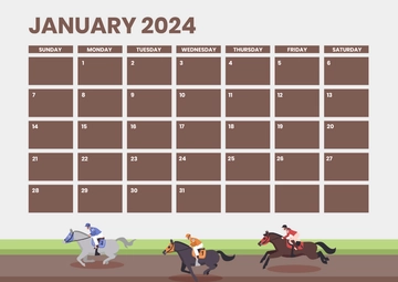 Free Horse Racing Calendar January 2024 Template to Edit Online