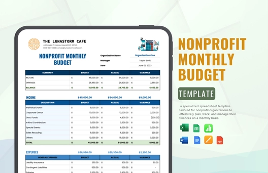 Nonprofit Monthly Budget Template