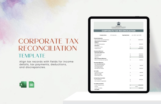 Corporate Tax Reconciliation Template
