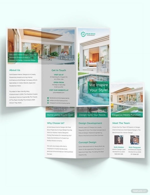 A3 Landscape Interior Design Tri-Fold Brochure Template
