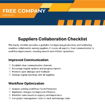Free Company Checklist Template to Edit Online