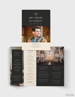 Blank Acknowledgment Funeral Bi-Fold Brochure Template