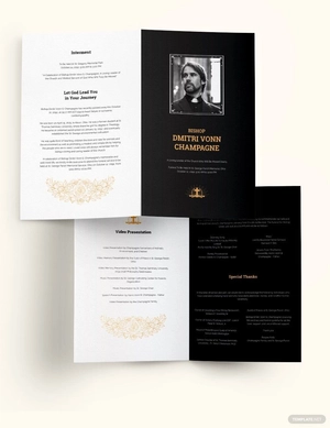 Catholic Funeral Memorial Bi-Fold Brochure Template